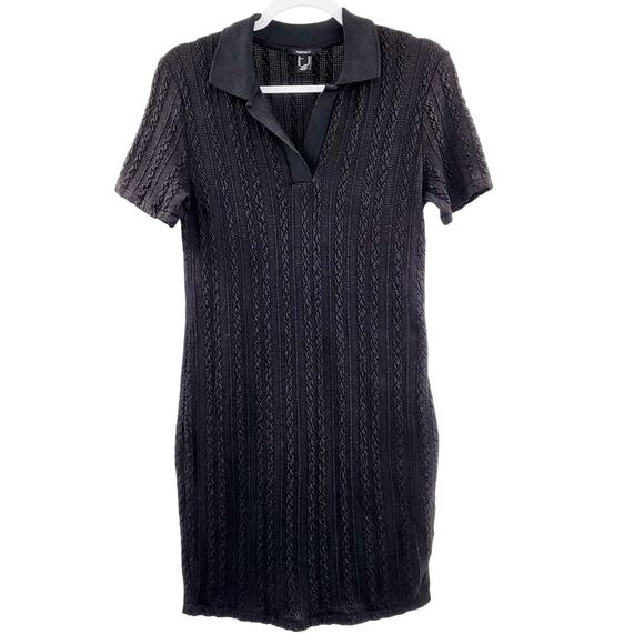 Forever 21 Black Polo Bodycon Knit Sweater Dress Above the Knee Women's Size M - Picture 1 of 5